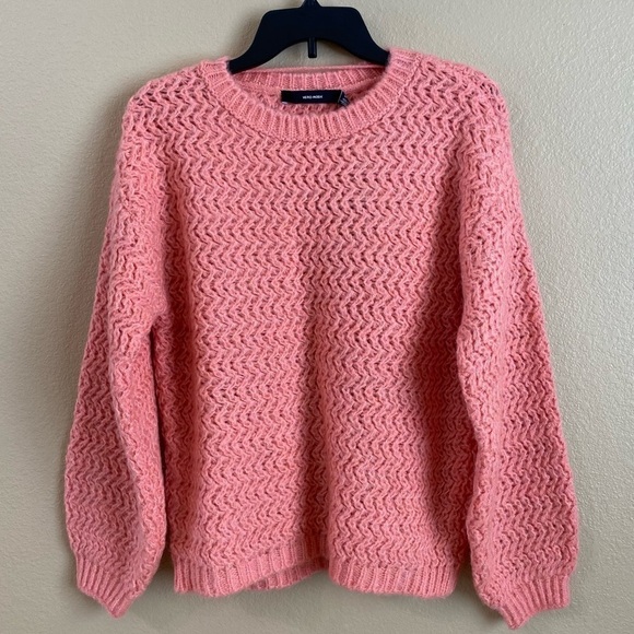 Vero Moda Sweaters - Vero Moda Size S Freja Balloon Sleeve Crewneck Chunky Knit Sweater Geranium Pink